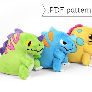 Chonky T-Rex Plush Animal Sewing Pattern .pdf Tutorial Fat Chubby Dinosaur Funny