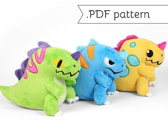 Chonky T-Rex Plush Animal Sewing Pattern .pdf Tutorial Fat Chubby Dinosaur Funny