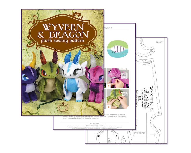 Wyvern & Dragon Chibi Plush Sewing Pattern .pdf Tutorial image 2