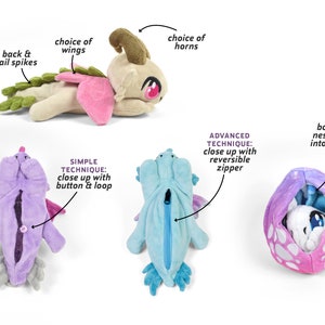 Reversible Dragon Plush Sewing Pattern .pdf Tutorial Chibi Egg Flip image 3