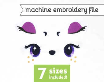 Fawn & Unicorn Animal Eyes Machine Embroidery File Deer Pony Pegasus Design for Plush 7 Sizes