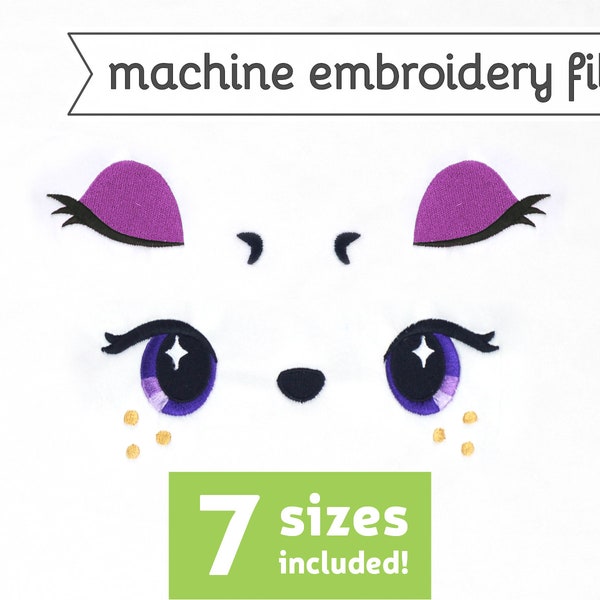 Fawn & Unicorn Animal Eyes Machine Embroidery File Deer Pony Pegasus Design for Plush 7 Sizes