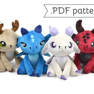 Floppy Dragon Plush Sewing Pattern .pdf Tutorial Elemental Monster Posable