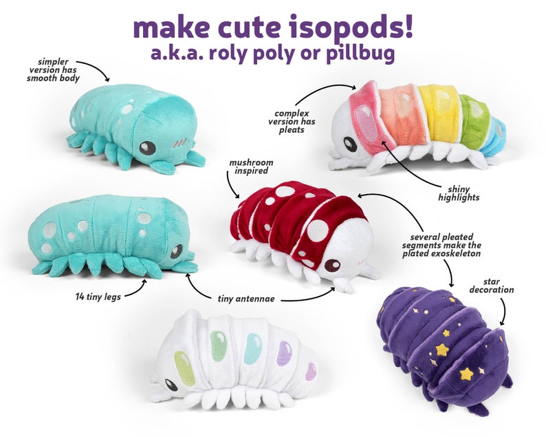 Isopod Roly Poly Pillbug Plush Animal Sewing Pattern .pdf Tutorial Wood Louse image 3