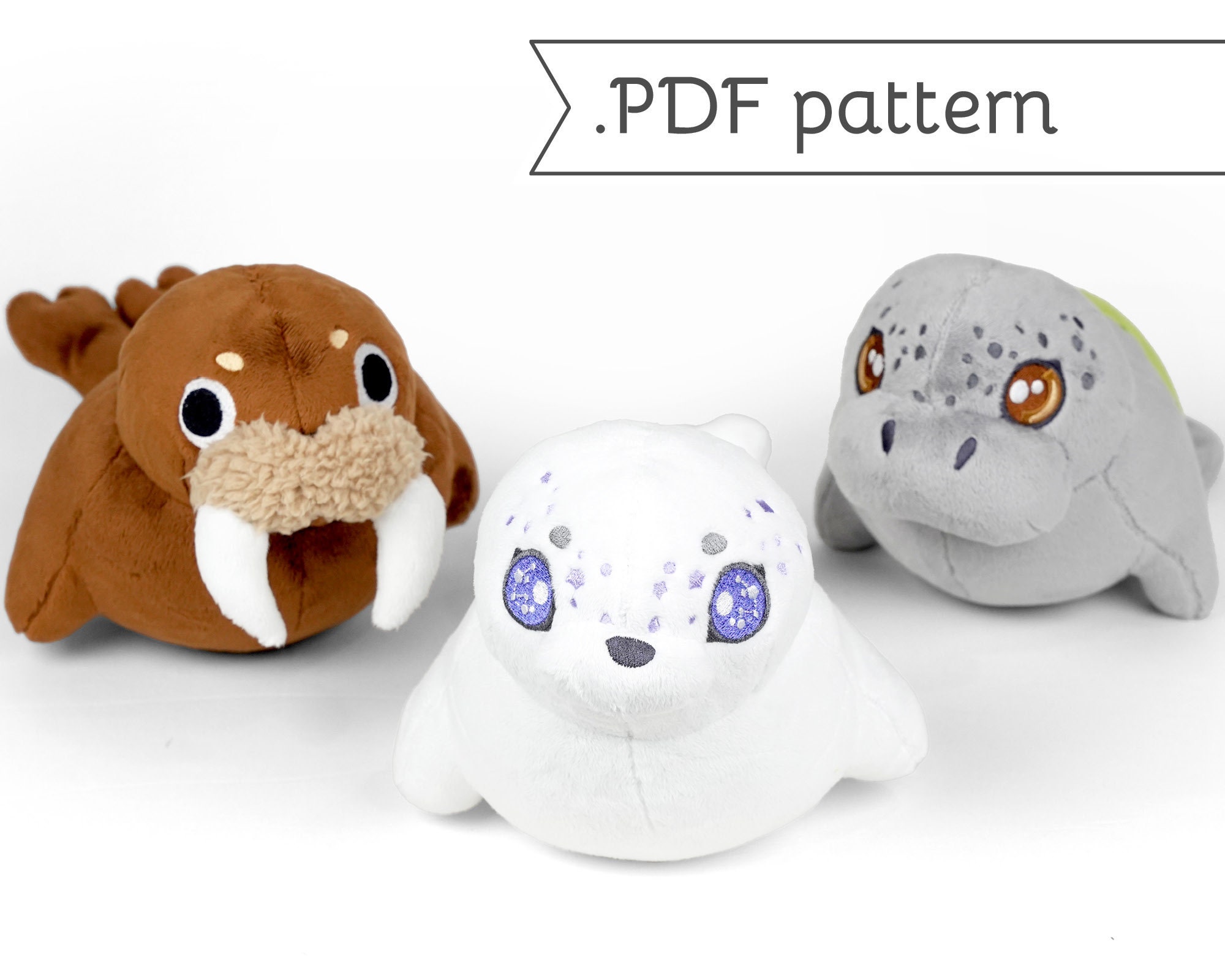 アザラシ、セイウチ、マナティーのぬいぐるみ動物の縫製パターン .pdf