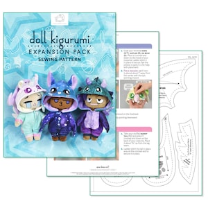 Doll Kigurumi Animal Costume Expansion Pack Sewing Pattern .pdf Tutorial Cat Bat Unicorn Dragon image 8