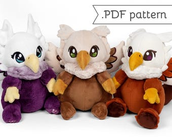 Slouchy Plush Griffin and Hippogriff Sewing Pattern .pdf Tutorial
