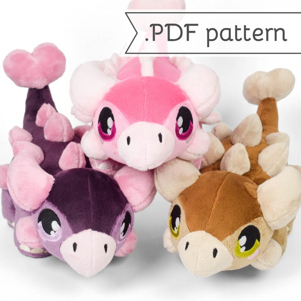 Ankylosaurus Dinosaur Plush Sewing Pattern .pdf Tutorial Ankylosaur Anklyosaurus