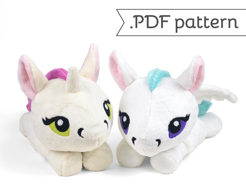 Unicorn Pegasus Merpony Kelpie Hippocampus Pony Horse Plush Sewing Pattern .pdf Tutorial image 1