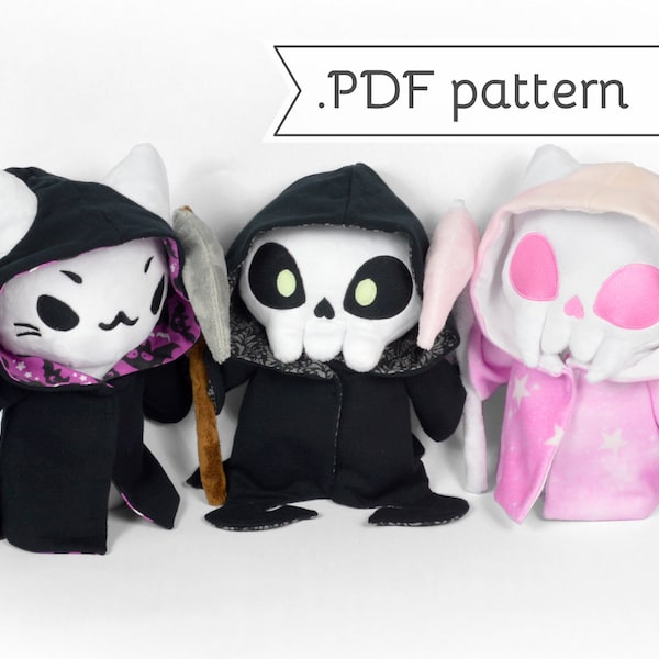 Grim Reaper Chubby Plush Sewing Pattern .pdf plus bonus Expansion Pack