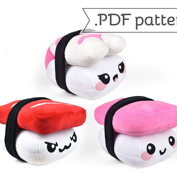 Sushi Pillow Plush Sewing Pattern Nigiri .pdf Tutorial Collection