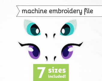 Wyvern Eyes Machine Embroidery File Design for Plush 7 Sizes