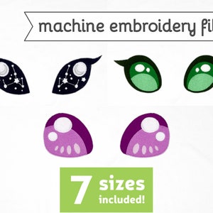 Bug Eyes Machine Embroidery File Design for Plush 7 Sizes