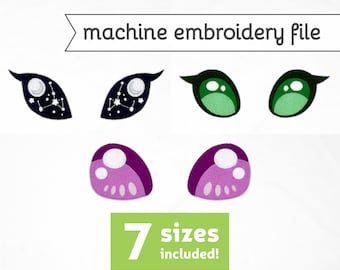 Bug Eyes Machine Embroidery File Design for Plush 7 Sizes