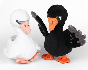 Swan & Peacock Plush Plushie Stuffed Animal in Minky Faux Fur