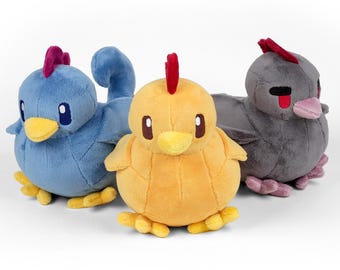 Round Chicken Plush Bird Plushie Stuffed Animal in Minky Faux Fur