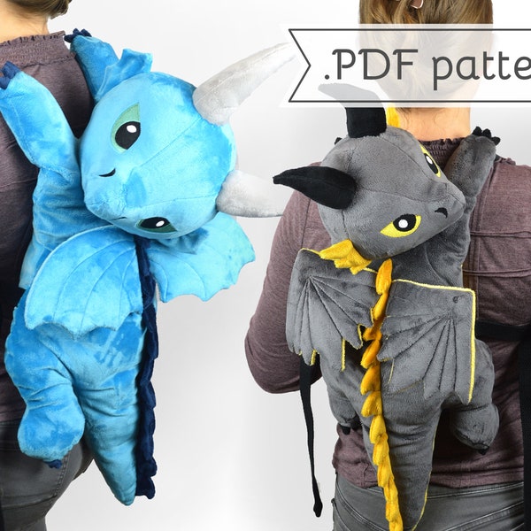 Dragon Plush Backpack Sewing Pattern .pdf Tutorial Stuffed Animal