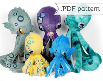 Long Octopus Plush Sewing Pattern .pdf Tutorial