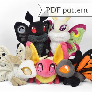 Moth & Butterfly Plush Sewing Pattern .pdf Tutorial Luna Monarch Poodle Mothman