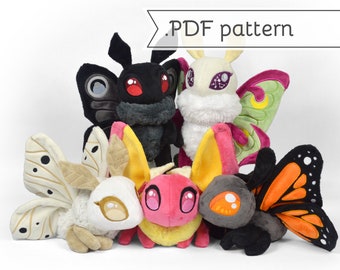 Moth & Butterfly Plush Sewing Pattern .pdf Tutorial Luna Monarch Poodle Mothman