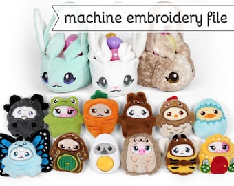 イースターエッグの詰め物用刺繍ファイル（ウサギのバスケットのチュートリアル付き）