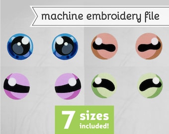 Octopus Eyes Machine Embroidery File Design for Plush 7 Sizes