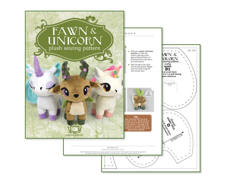 Fawn & Unicorn Chibi Plush Sewing Pattern .pdf Tutorial image 4