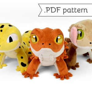 Pet Lizard Plush Sewing Pattern .pdf Tutorial Leopard Gecko Crested Bearded Dragon image 1