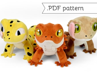 Pet Lizard Plush Sewing Pattern .pdf Tutorial Leopard Gecko Crested Bearded Dragon