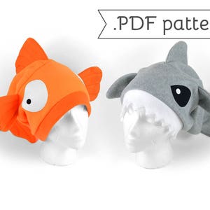 Slouchy Fleece Fish Hat Sewing Pattern .pdf Goldfish Shark Betta Koi Carp