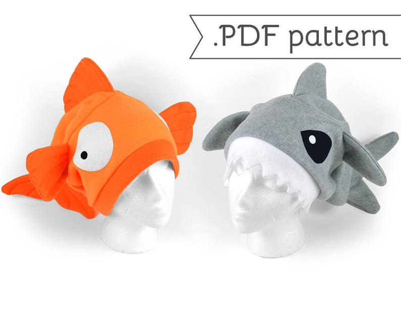 Slouchy Fleece Fish Hat Sewing Pattern .pdf Goldfish Shark Etsy