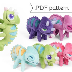 Chameleon Plush Animal Sewing Pattern .pdf Tutorial Lizard