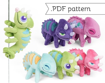 Patron de couture animal en peluche caméléon .pdf lézard