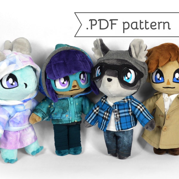 Patron de couture extensible Doll Clothing Essentials .pdf Tutoriel T-shirt à capuche Leggings Manteau