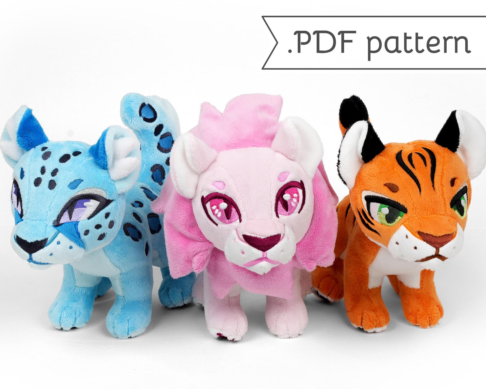Standing Wildcats Plush Sewing Pattern .pdf Tutorial Tiger Lion