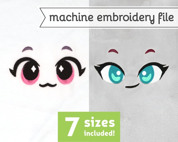 Human Eyes Machine Embroidery File Design for Plush 7 Sizes