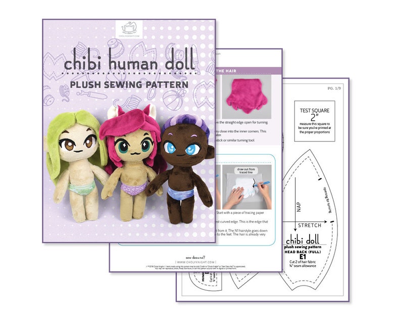 Chibi Human Doll Plush Sewing Pattern .pdf Tutorial with Removable Casual Clothes image 7