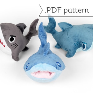 Sharks Plush Animal Sewing Pattern .pdf Tutorial Hammerhead Whale Shark