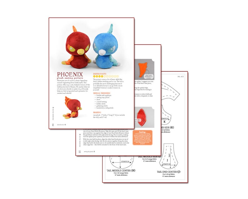 Phoenix Bird Plush .pdf Sewing Pattern image 6