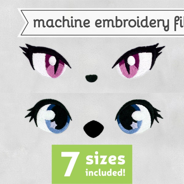 Animal Eyes Machine Embroidery File Design for Plush 7 Sizes