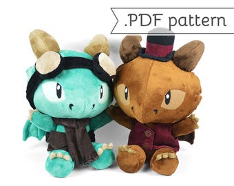 Chibi Steampunk Dragon Plush Sewing Pattern .pdf Tutorial