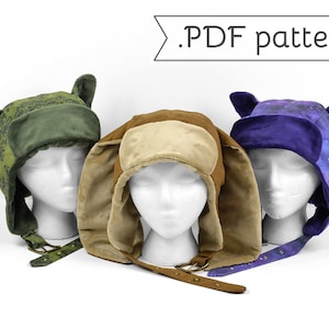 Steampunk Aviator Cap Sewing Pattern .pdf Cat Fox Deer Rabbit Leather