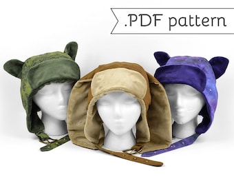 Steampunk Aviator Cap Sewing Pattern .pdf Cat Fox Deer Rabbit Leather