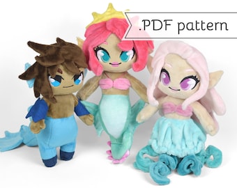 Merfolk Expansion Pack Sewing Pattern .pdf Tutorial Seahorse Jellyfish Ichthyocentaur Hippocampus