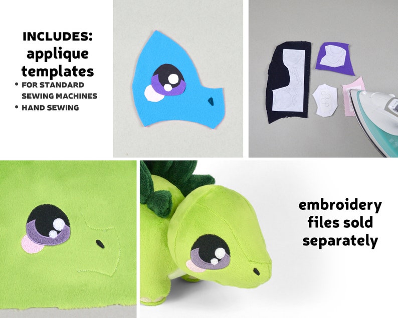 Dinosaur Plush Bundle Sewing Pattern .pdf Tutorial Brontosaurus Stegosaurus Triceratops T-Rex Raptor Ankylosaurus Parasaurolophus image 10