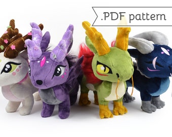 Long Dragon Chibi Plush Sewing Pattern .pdf Tutorial Chinese Asian Japanese Eastern