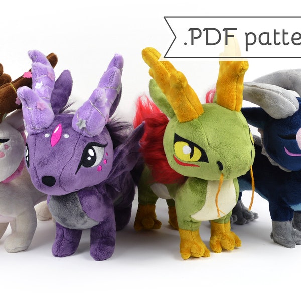 Long Dragon Chibi Plush Sewing Pattern .pdf Tutorial Chinese Asian Japanese Eastern