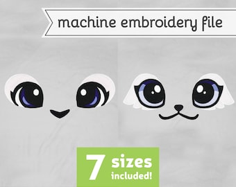 Ojos de animales #3 Diseño de archivo de bordado de máquina para felpa 7 tamaños
