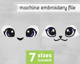 Animal Eyes #3 Machine Borduurbestand Ontwerp voor Pluche 7 Maten