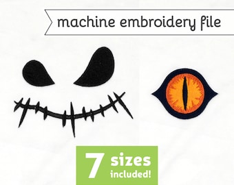 Creepy Eyes Machine Embroidery File Design 7 Sizes Halloween Scary Evil